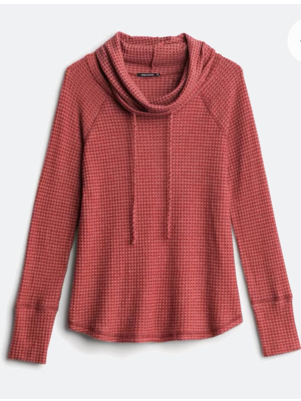 Pink Clover Waffle Cowl Neck Brushed Knit Sweater in Dusty Rose